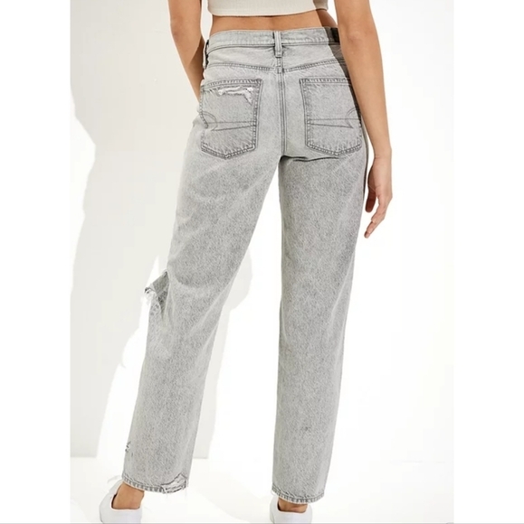 American Eagle Ripped '90s Straight Jean  haze grey size 4 - Picture 3 of 13